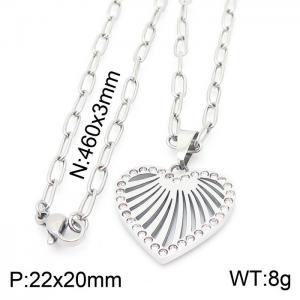 Stainless steel 460x3mm link chain with ridial crystal pendant trendy silver necklace - KN232001-KFC