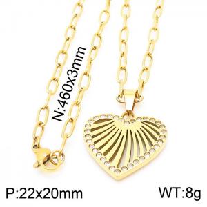 Stainless steel 460x3mm link chain with ridial crystal pendant trendy gold necklace - KN232002-KFC