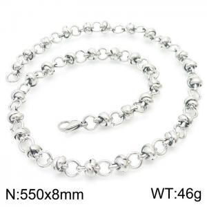 Simple ins style stainless steel creative pearl knotted chain necklace for men and women - KN232028-Z