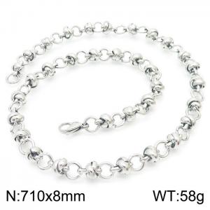 Simple ins style stainless steel creative pearl knotted chain necklace for men and women - KN232031-Z