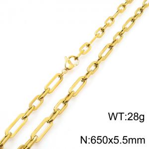 Minimalist neutral stainless steel geometric chain necklace - KN232037-Z