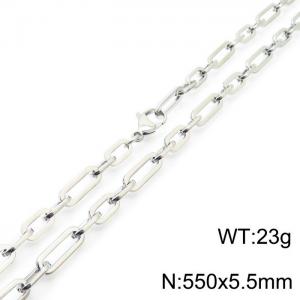 Minimalist neutral stainless steel geometric chain necklace - KN232042-Z