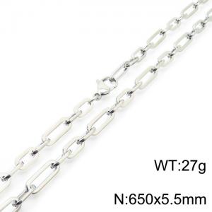 Minimalist neutral stainless steel geometric chain necklace - KN232044-Z