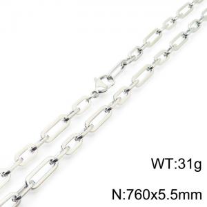 Minimalist neutral stainless steel geometric chain necklace - KN232046-Z