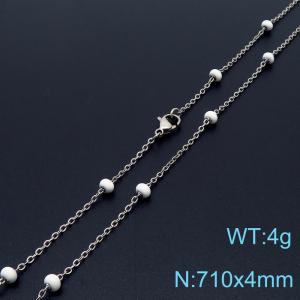 4mm X 71cm Silver Plated Stainless Steel Necklace With White Beads - KN232084-Z
