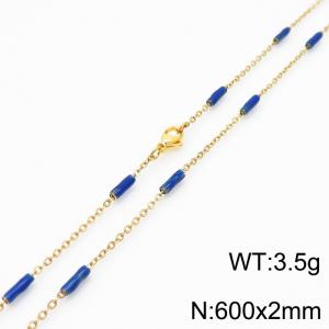 Stainless steel 600x2mm  welding chain minimalist design sense INS style trendy blue charm gold necklace - KN232201-Z