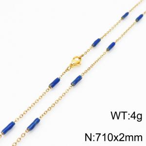Stainless steel 710x2mm  welding chain minimalist design sense INS style trendy blue charm gold necklace - KN232203-Z