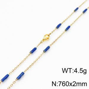 Stainless steel 760x2mm  welding chain minimalist design sense INS style trendy blue charm gold necklace - KN232204-Z
