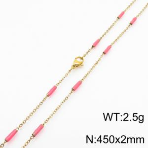 Stainless steel 450x2mm  welding chain minimalist design sense INS style trendy red charm gold necklace - KN232212-Z