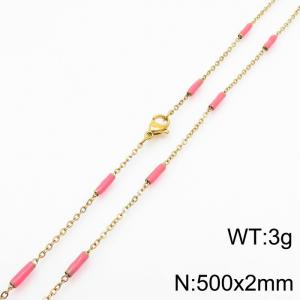 Stainless steel 500x2mm  welding chain minimalist design sense INS style trendy red charm gold necklace - KN232213-Z