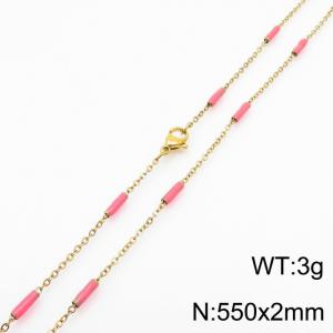 Stainless steel 550x2mm  welding chain minimalist design sense INS style trendy red charm gold necklace - KN232214-Z