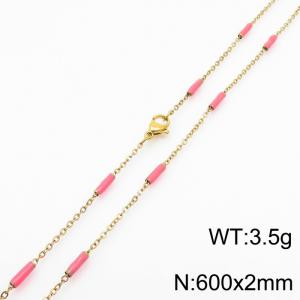 Stainless steel 600x2mm  welding chain minimalist design sense INS style trendy red charm gold necklace - KN232215-Z