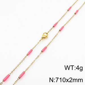 Stainless steel 710x2mm  welding chain minimalist design sense INS style trendy red charm gold necklace - KN232217-Z