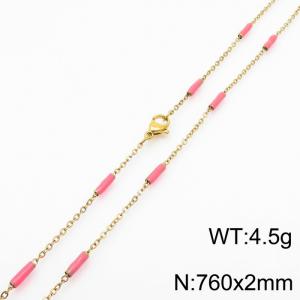 Stainless steel 760x2mm  welding chain minimalist design sense INS style trendy red charm gold necklace - KN232218-Z