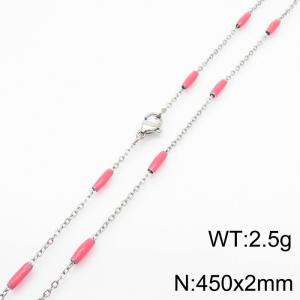 Stainless steel 450x2mm  welding chain minimalist design sense INS style trendy red charm silver necklace - KN232219-Z