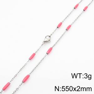 Stainless steel 550x2mm  welding chain minimalist design sense INS style trendy red charm silver necklace - KN232221-Z