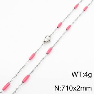 Stainless steel 710x2mm  welding chain minimalist design sense INS style trendy red charm silver necklace - KN232225-Z
