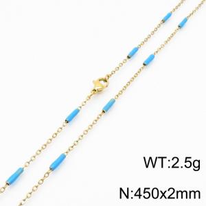 Stainless steel 450x2mm  welding chain minimalist design sense INS style trendy light blue  charm gold necklace - KN232226-Z