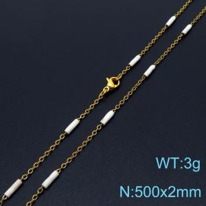 Stainless steel 500x2mm  welding chain minimalist design sense INS style trendy white  charm gold necklace - KN232241-Z