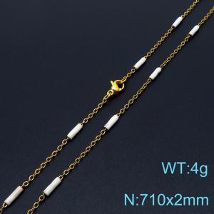 Stainless steel 710x2mm  welding chain minimalist design sense INS style trendy white  charm gold necklace - KN232245-Z