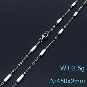 Stainless steel 450x2mm  welding chain minimalist design sense INS style trendy white  charm silver necklace - KN232247-Z