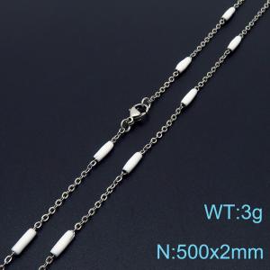 Stainless steel 500x2mm  welding chain minimalist design sense INS style trendy white  charm silver necklace - KN232248-Z