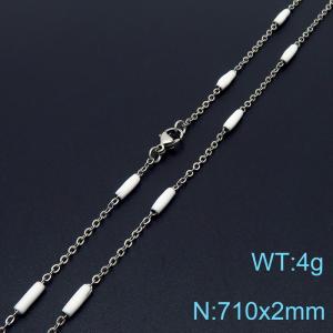 Stainless steel 710x2mm  welding chain minimalist design sense INS style trendy white  charm silver necklace - KN232253-Z