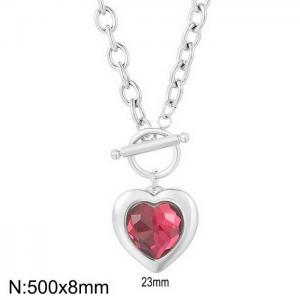 Stainless Steel Stone & Crystal Necklace - KN232326-Z