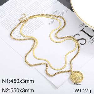 Stainless steel multi-layer necklace pendant - KN232335-Z
