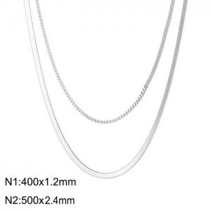 Stainless steel double layer necklace - KN232352-Z