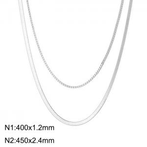 Stainless steel double layer necklace - KN232353-Z