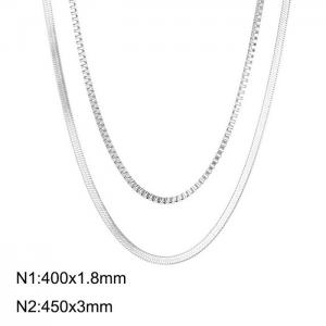 Stainless steel double layer necklace - KN232355-Z