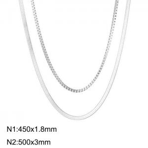 Stainless steel double layer necklace - KN232356-Z