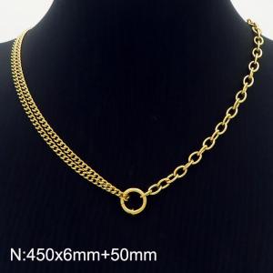 450mm Women Gold-Plated Stainless Steel Double Style Chains Necklace - KN232432-Z