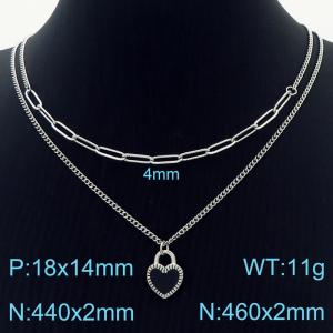 Fashion Drop Glue Black Heart Layered Necklaces Women's Stainless Steel Choker Necklace - KN232641-Z