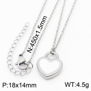 Simple Drop Glue White Heart Necklaces Women's Stainless Steel Necklace Jewelry - KN232643-Z