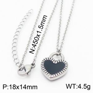 Simple Drop Glue Black Heart Necklaces Women's Stainless Steel Necklace Jewelry - KN232645-Z