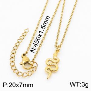 450mm Women Gold-Plated Stainless Steel O Chain Necklace with Dainty Snake Pendant - KN232665-Z
