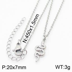450mm Women Silver Color Stainless Steel O Chain Necklace with Dainty Snake Pendant - KN232666-Z