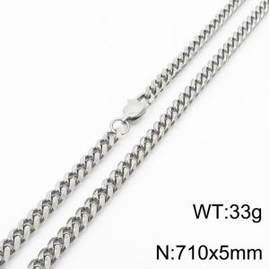 Stainless steel 710x5mm cuban chain special clasp classic silver necklace - KN232763-ZZ