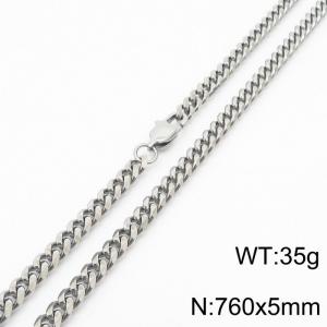 Stainless steel 760x5mm cuban chain special clasp classic silver necklace - KN232764-ZZ