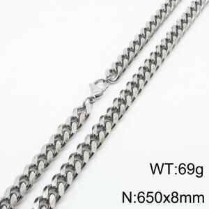 Stainless steel 650x8mm  cuban chain lobster clasp classic silver necklace - KN232769-ZZ