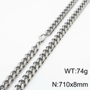 Stainless steel 710x8mm  cuban chain lobster clasp classic silver necklace - KN232770-ZZ