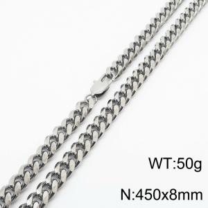 Stainless steel 450x8mm cuban chain special clasp classic silver necklace - KN232772-ZZ