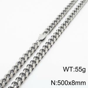 Stainless steel 500x8mm cuban chain special clasp classic silver necklace - KN232773-ZZ