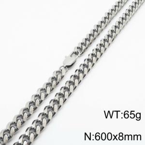 Stainless steel 600x8mm cuban chain special clasp classic silver necklace - KN232775-ZZ