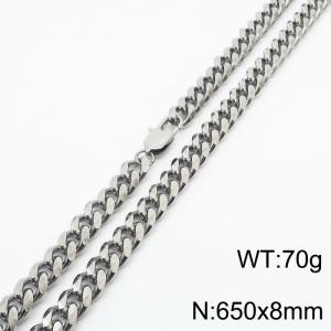 Stainless steel 650x8mm cuban chain special clasp classic silver necklace - KN232776-ZZ