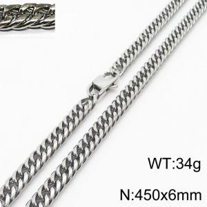 450X6mm Men Cuban Chain Necklace with Modified Lobster Clasp - KN232807-ZZ