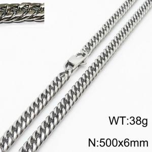 500X6mm Men Cuban Chain Necklace with Modified Lobster Clasp - KN232808-ZZ