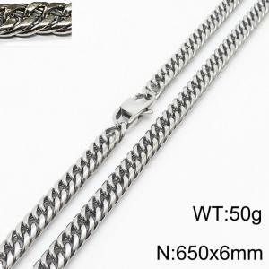 650X6mm Men Cuban Chain Necklace with Modified Lobster Clasp - KN232811-ZZ